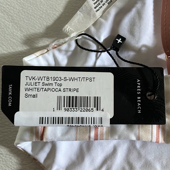 Tavik Swim Nwt S Tavik Lowcut White Tapioca Stripe Lined Bikini Top